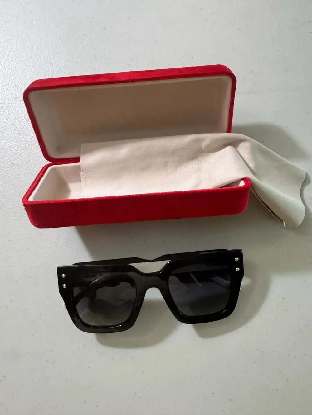 Carolina Herrera HER 0255 Oversized Square Sunglasses Black White